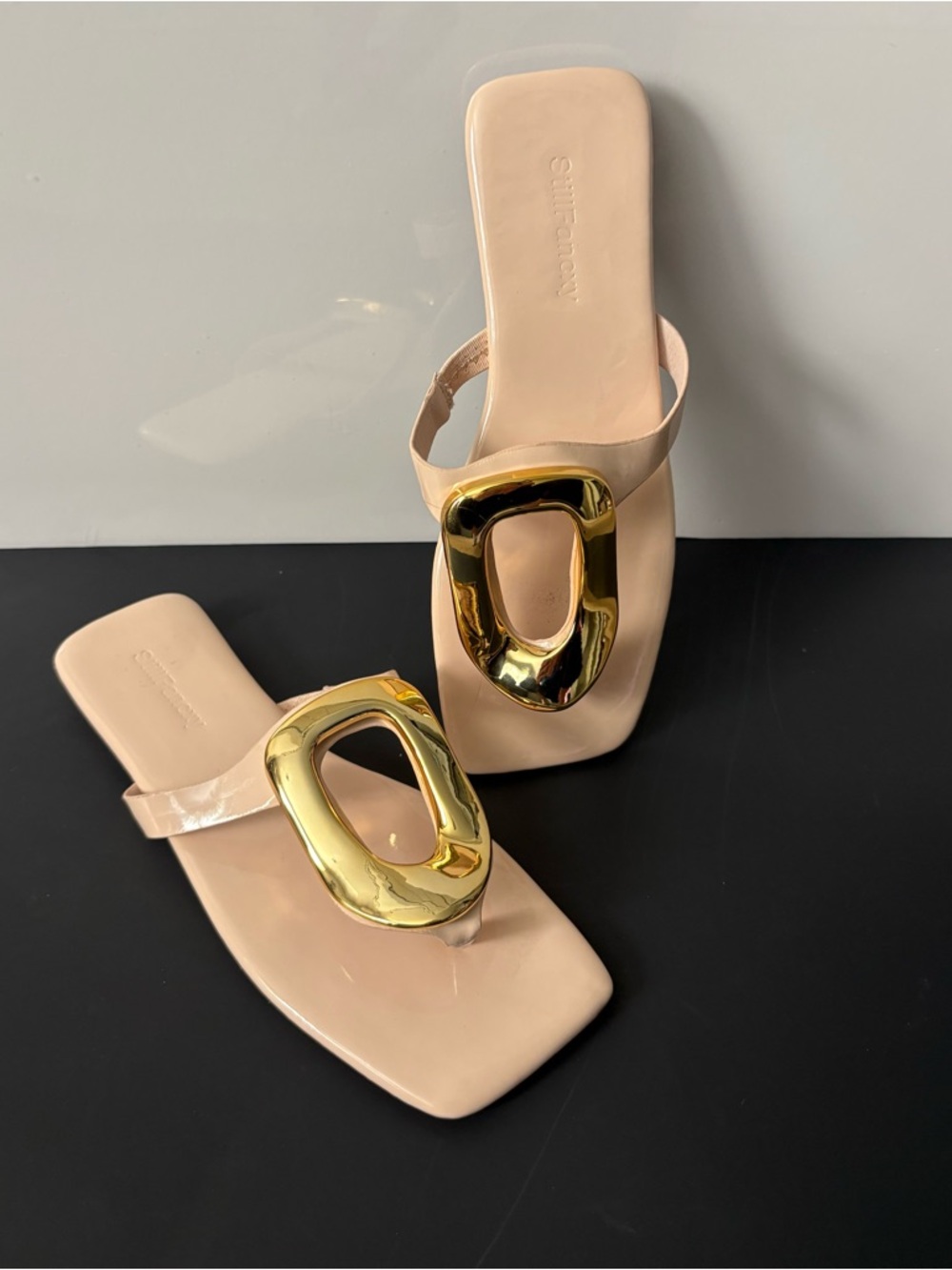 Gold-Accent Nude Slide Sandals - Picture 4 of 6